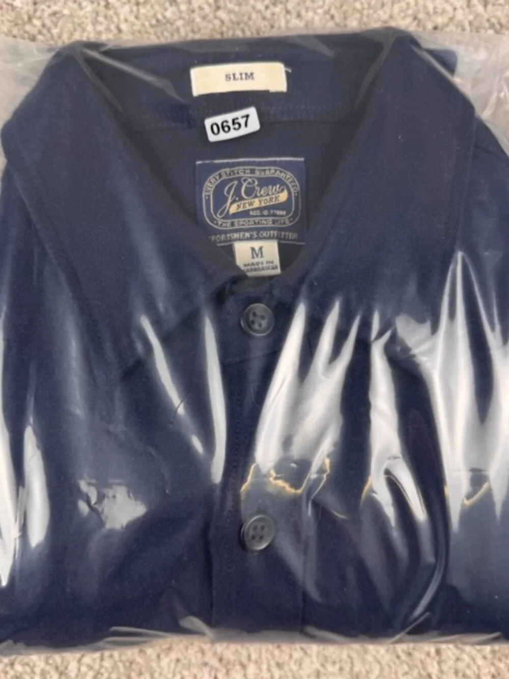 J. Crew Heavyweight Chamois Work Shirt Men Navy Blue Double Pocket Flannel Slim